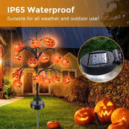 🎃 A Branch of Glowing Pumpkins – 20 Lights, One Spooky Statement