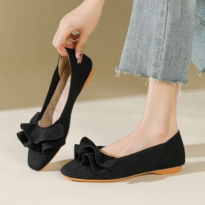 Comfortable Square-Toe Knit Flats Designed for Everyday Comfort