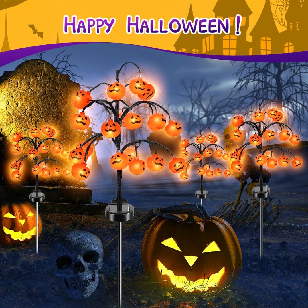 🎃 A Branch of Glowing Pumpkins – 20 Lights, One Spooky Statement