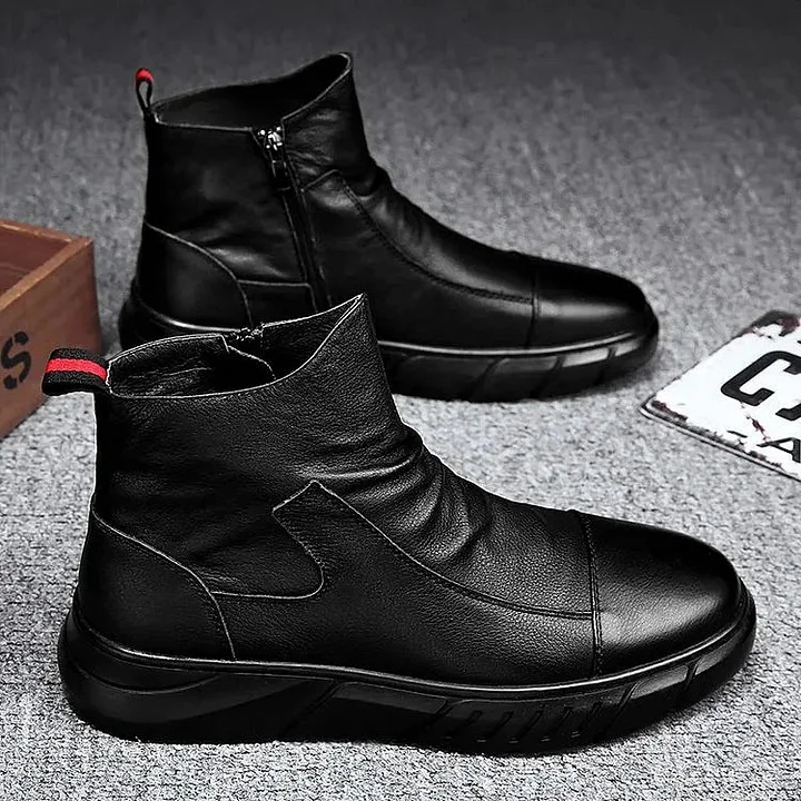 Italian   Genuine Leather Zipper Martin Boots