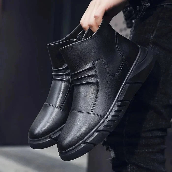 Italian Genuine Leather Zipper Martin Boots