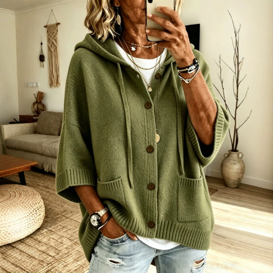 CLEARANCE SALE🔥 Women's Casual Hoodie Cotton Plain Long Sleeve Comfy Cardigan