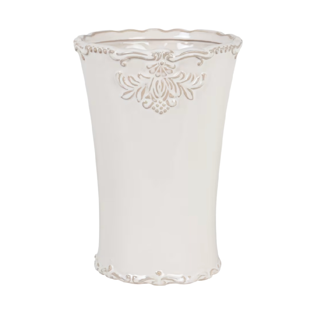 Vase de Style Classique en Céramique à Relief - Blanc Crème Antique-woodemix