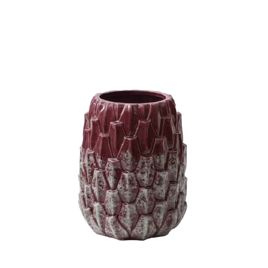 Vase en Céramique Artisanal Mauve - Design Géométrique Inspiré de l'Artichaut-woodemix