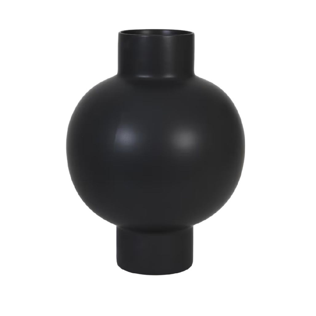 Vase Bulbe Contemporain - Noir Mat Profond-timberxi