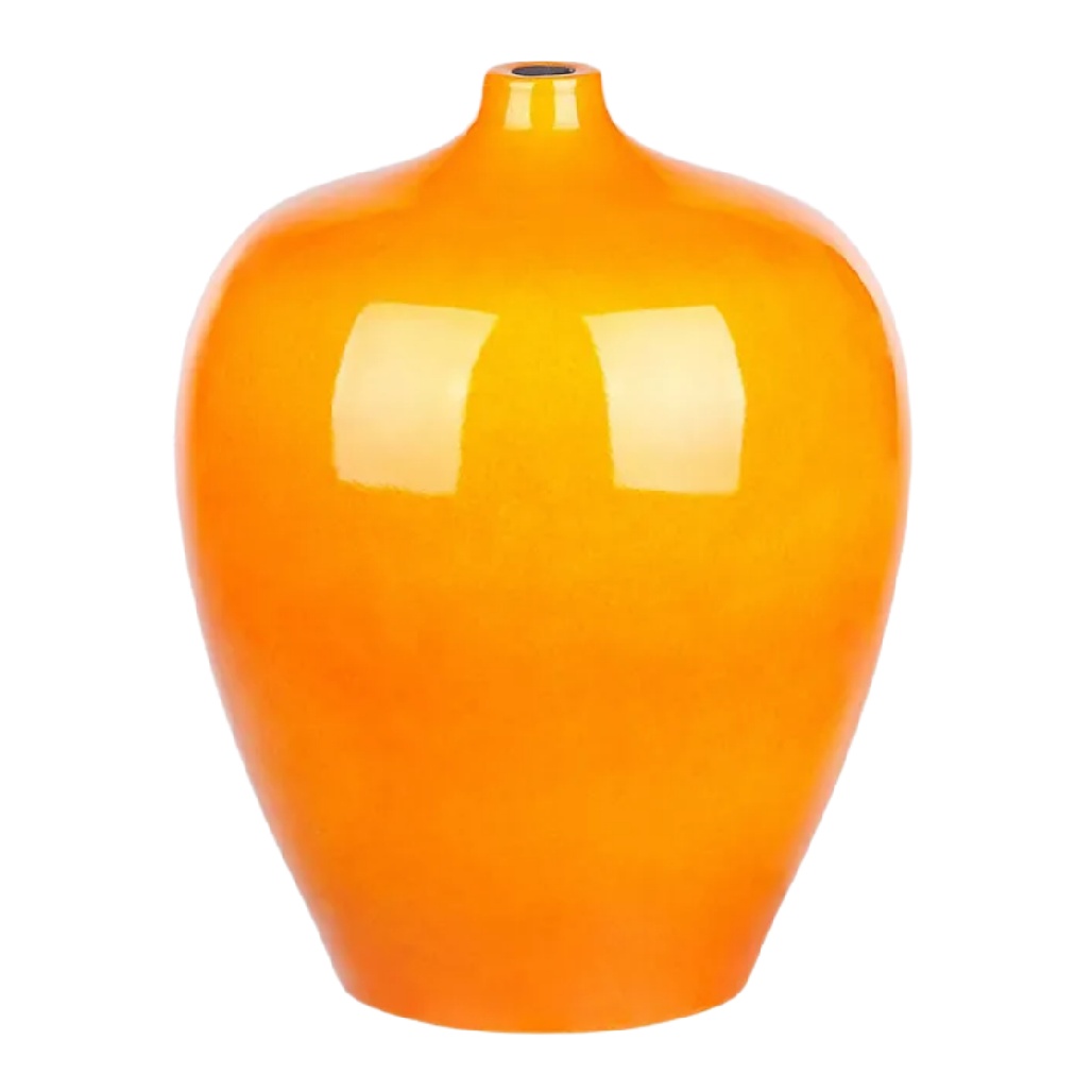 Vase en Céramique Jaune Safran à Finition Brillante - Style Pop Art Moderne-carveera