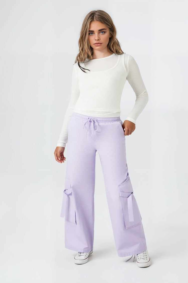 Twill High-Rise Utility Pants-Feelings Star