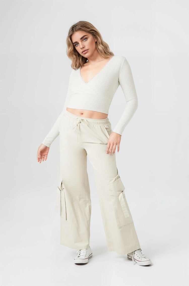 Twill High-Rise Utility Pants-Feelings Star