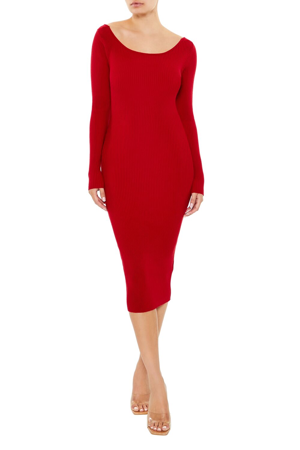Twist-Back Midi Sweater Dress-Feelings Star