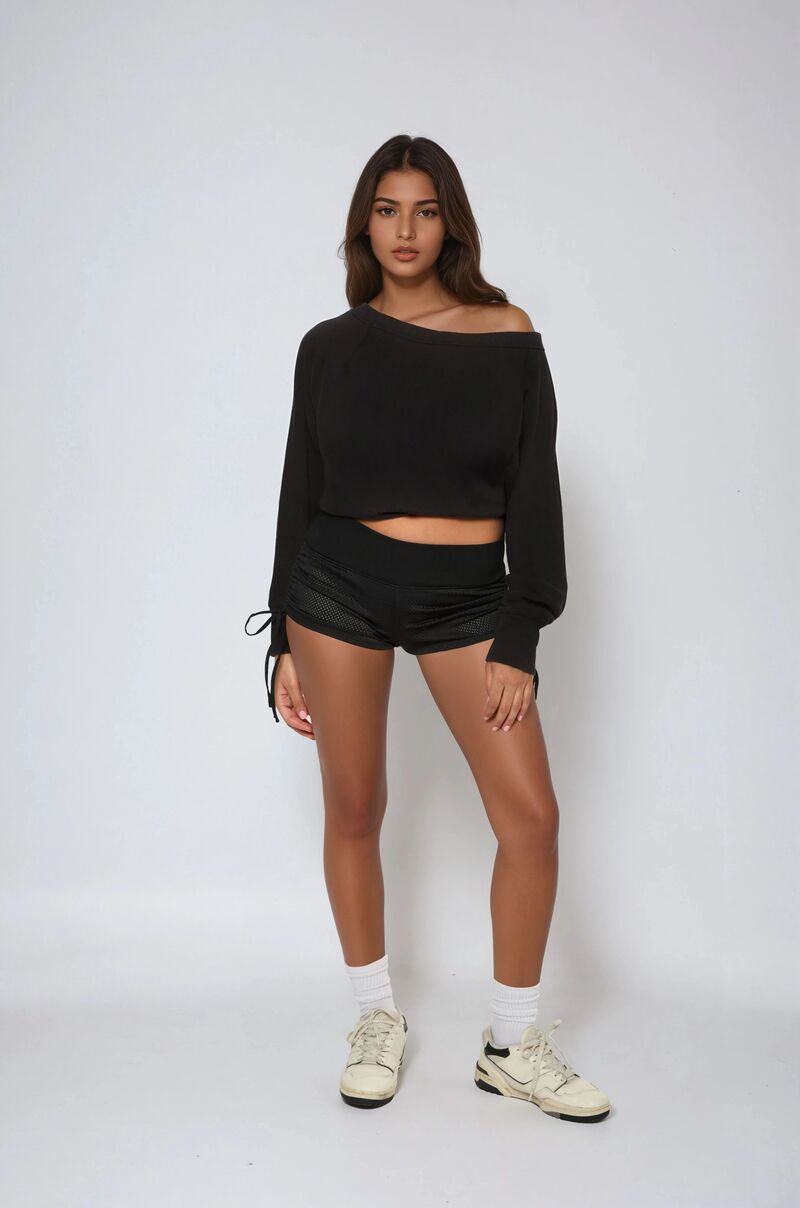 Ruched Mesh Hot Shorts-Feelings Star