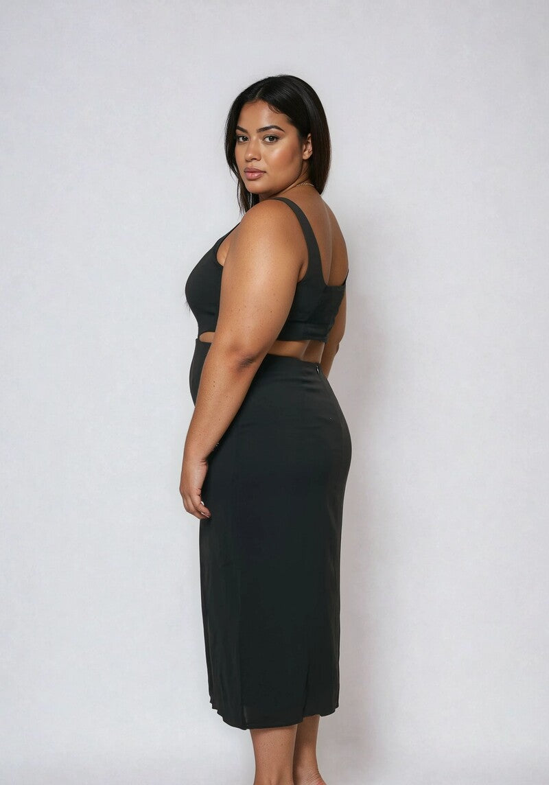 Plus Size Cutout Bodycon Midi Dress-Feelings Star