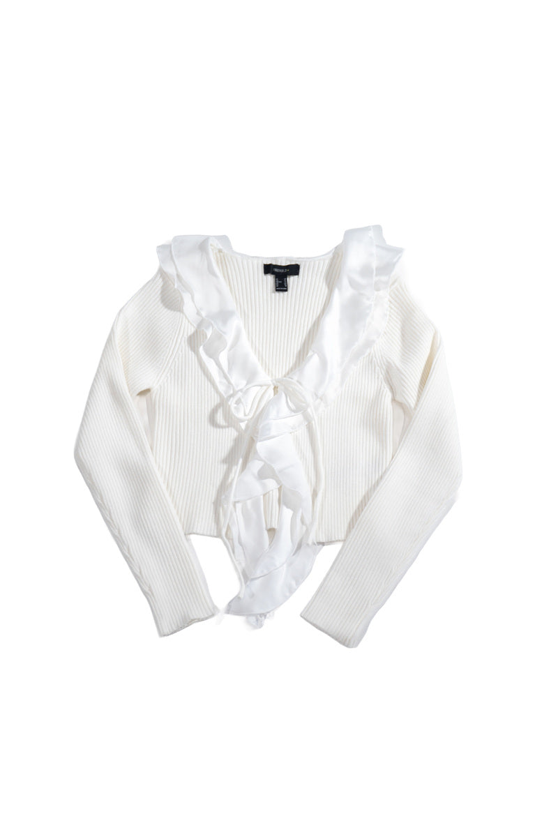 Plus Size Ribbed Knit Tie-Front Cardigan-Feelings Star