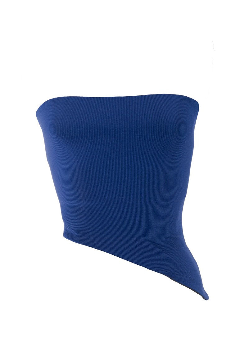 Asymmetrical-Hem Cropped Tube Top-Feelings Star