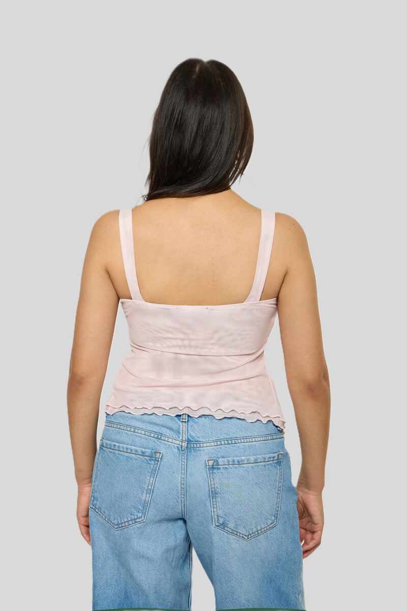 Twist-Front Mesh Tank Top-Feelings Star