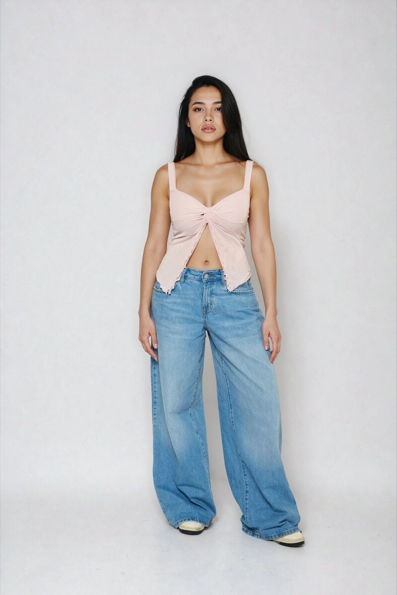 Twist-Front Mesh Tank Top-Feelings Star