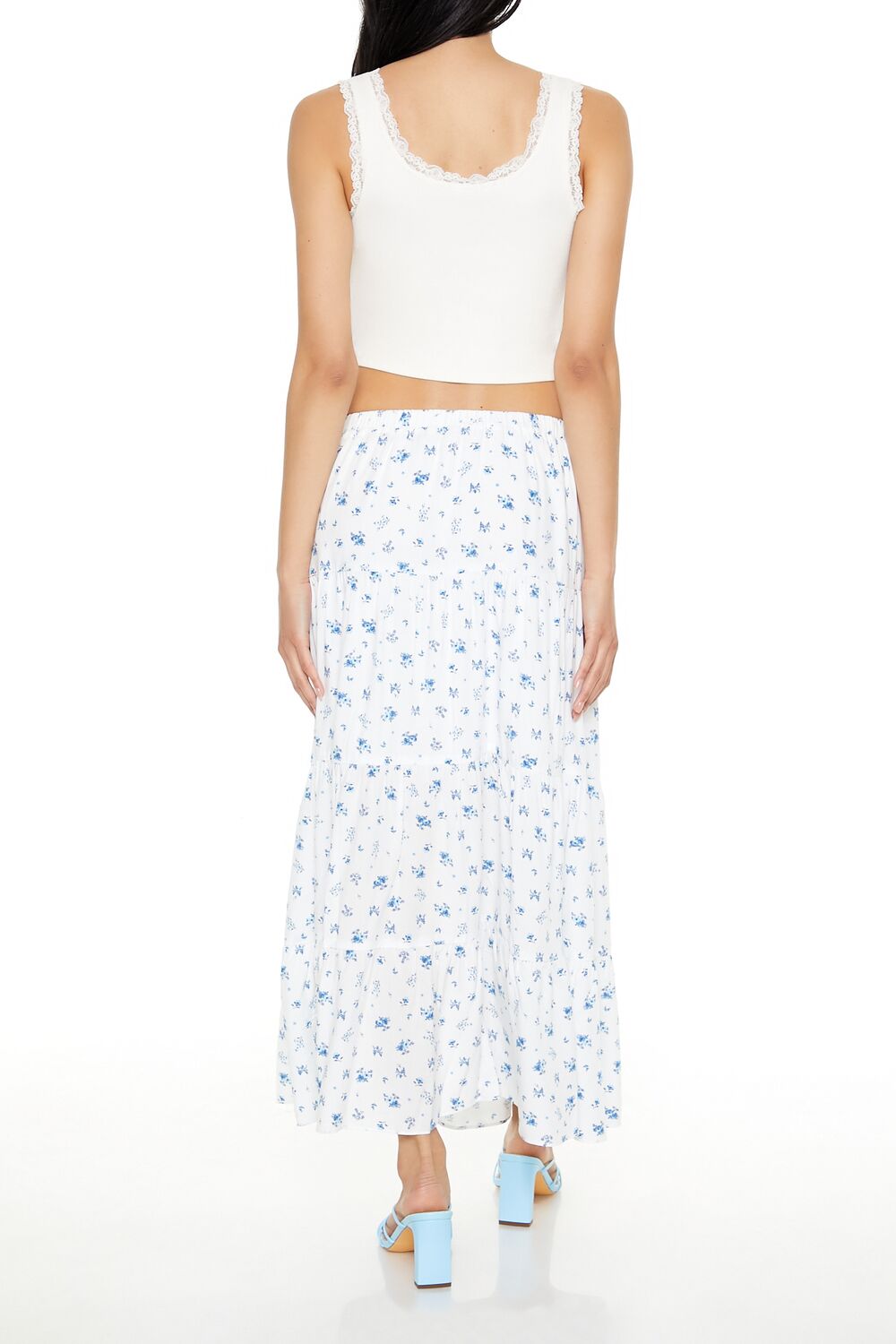 Tiered Floral Print Maxi Skirt-Feelings Star