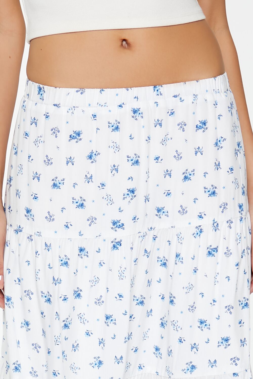 Tiered Floral Print Maxi Skirt-Feelings Star