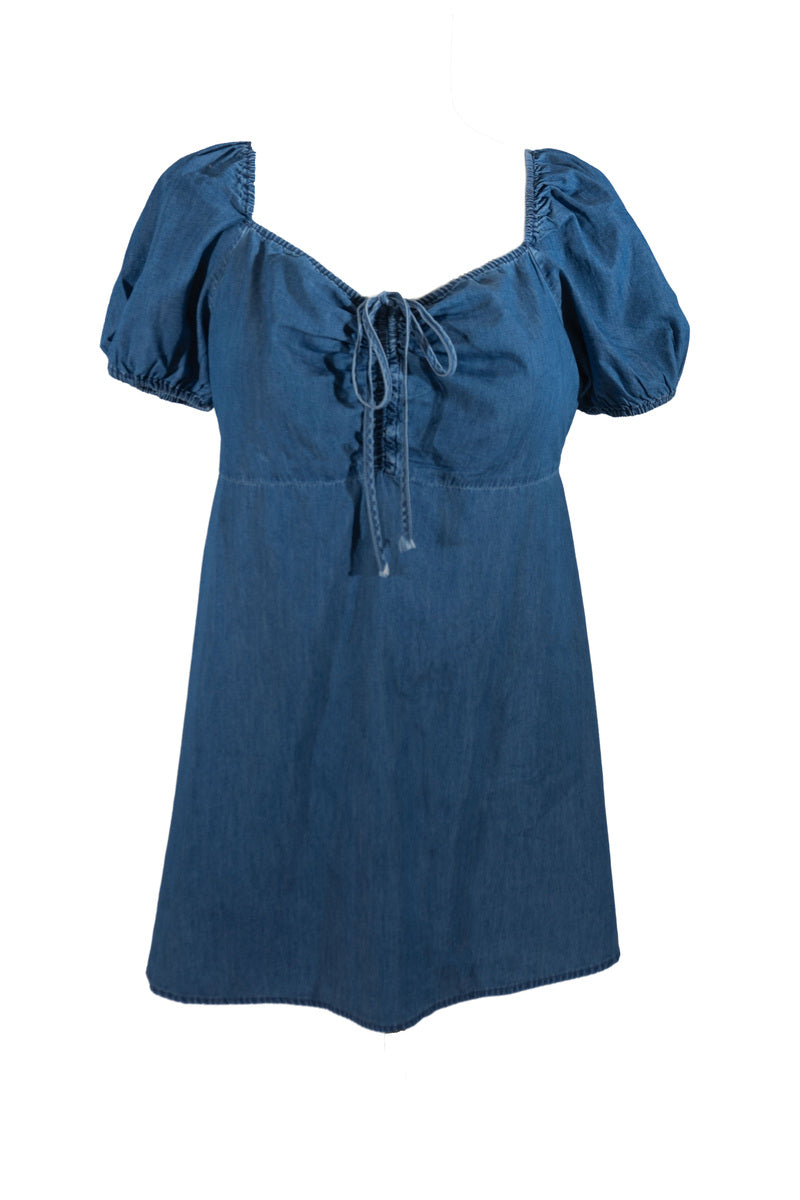 Plus Size Denim Mini Dress-Feelings Star