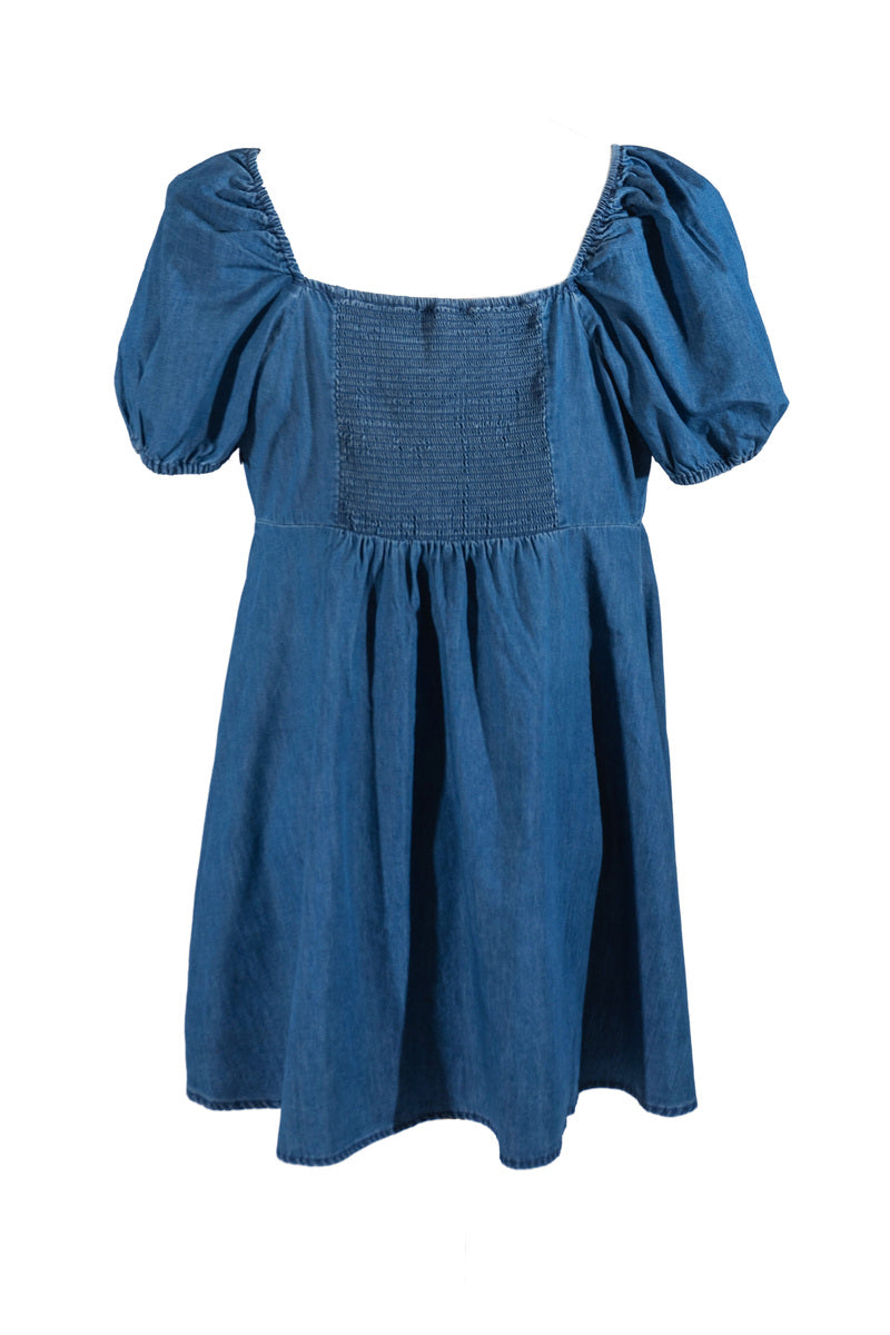 Plus Size Denim Mini Dress-Feelings Star