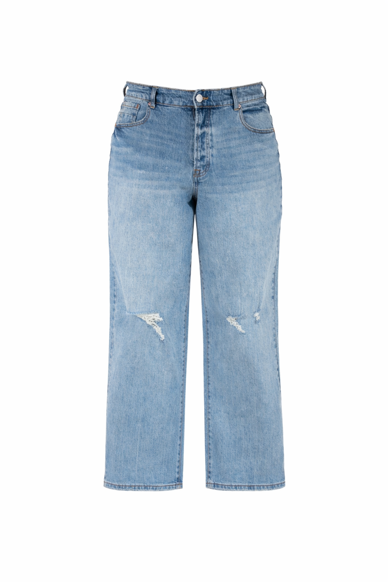 Plus Size Distressed Wide-Leg Jeans-Feelings Star