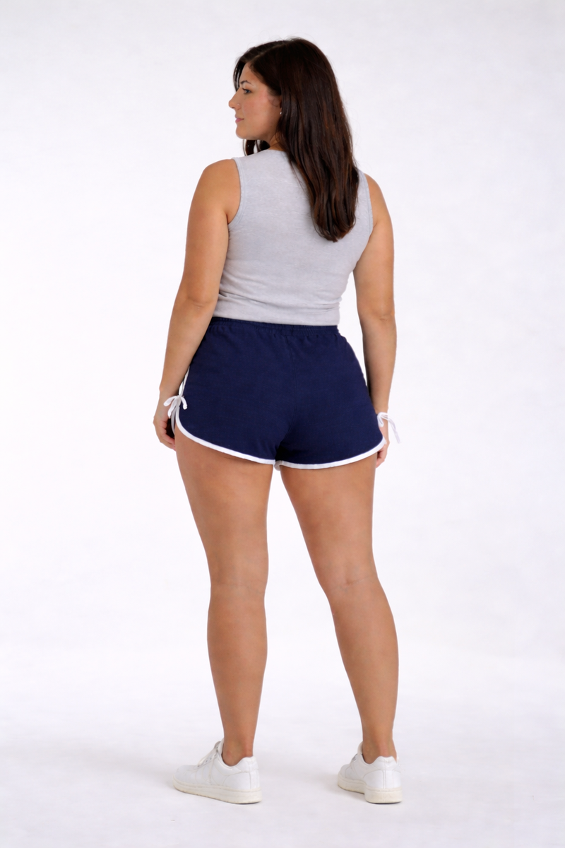 Plus Size Contrast-Trim Tie-Accent Shorts-Feelings Star