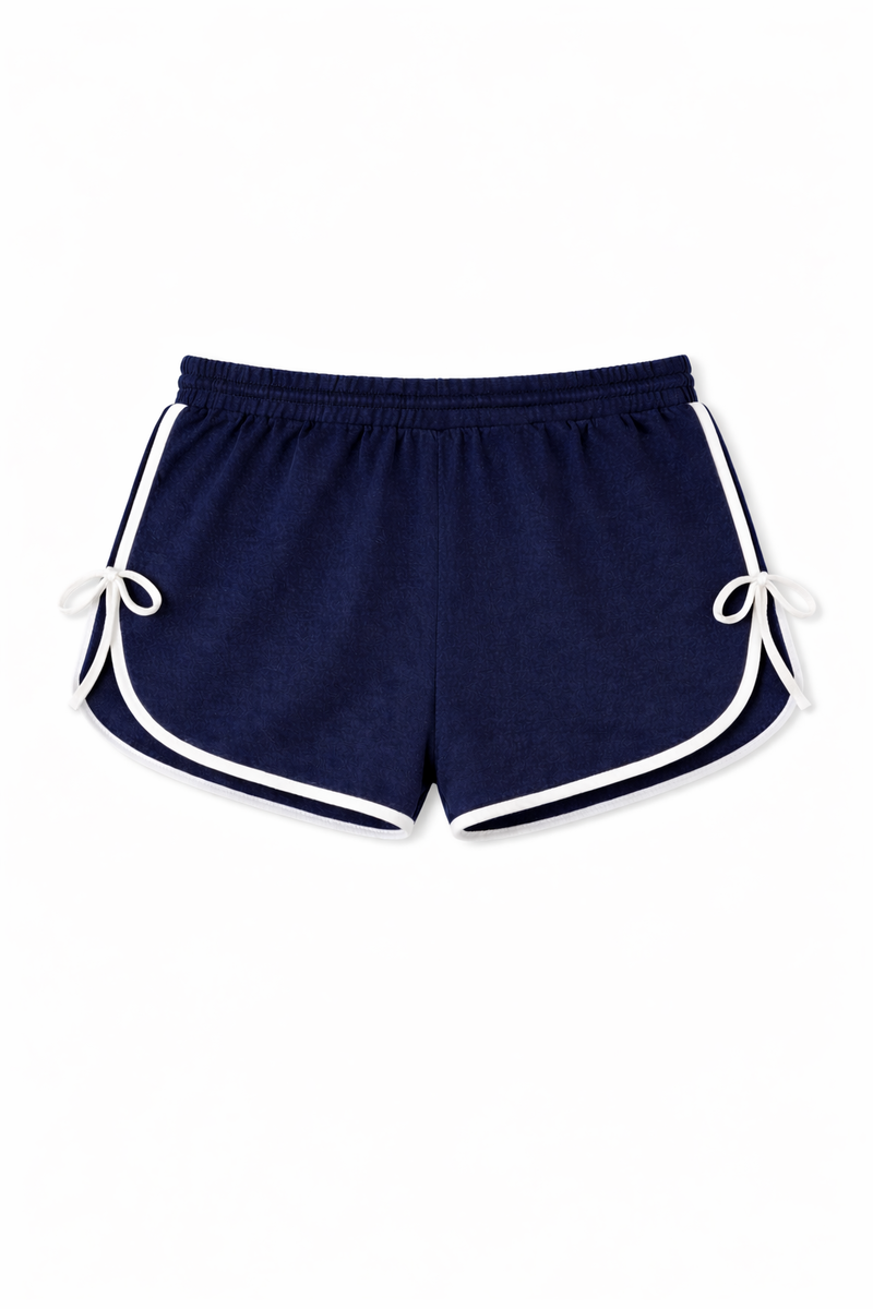Plus Size Contrast-Trim Tie-Accent Shorts-Feelings Star