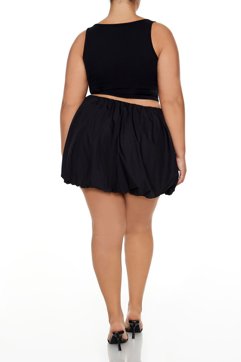 Plus Size Poplin Bubble-Hem Mini Skirt-Feelings Star