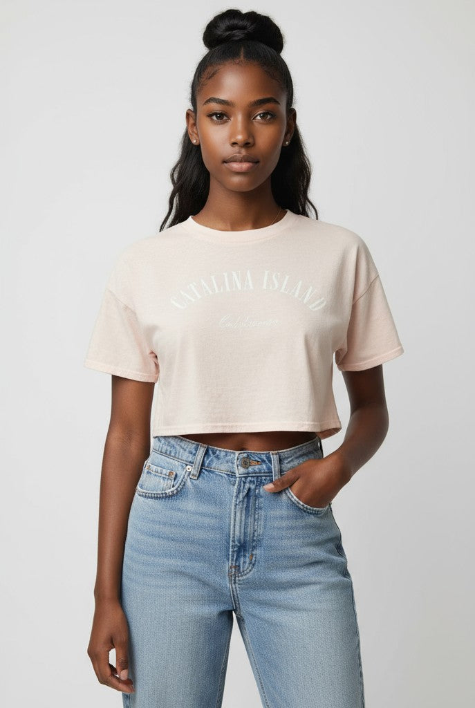 Catalina Island Boxy Cropped Tee-Feelings Star