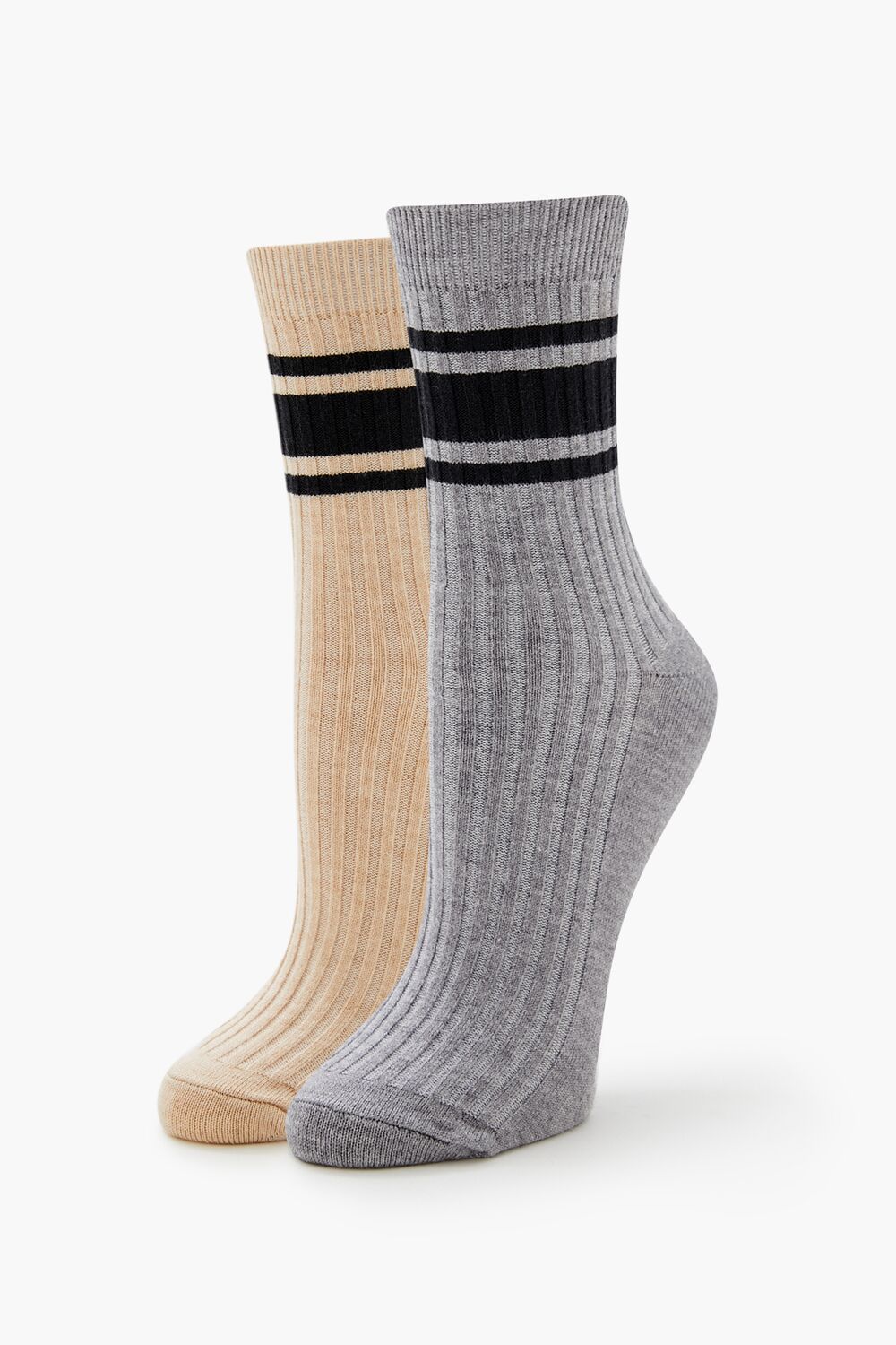 Varsity-Striped Crew Socks Set - 2 pack-Feelings Star