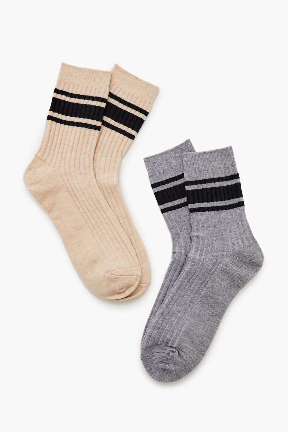 Varsity-Striped Crew Socks Set - 2 pack-Feelings Star
