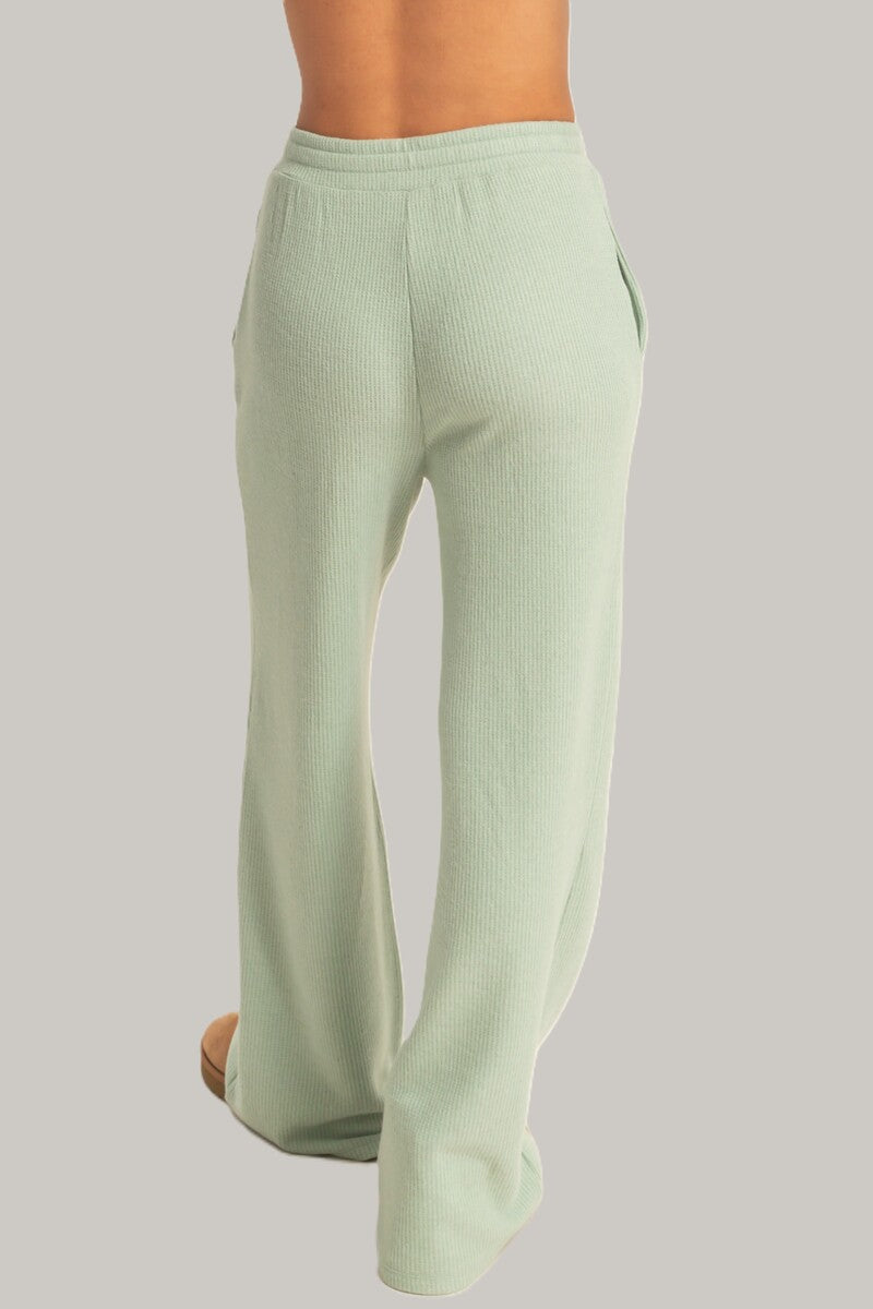Waffle Knit Wide-Leg Pants-Feelings Star