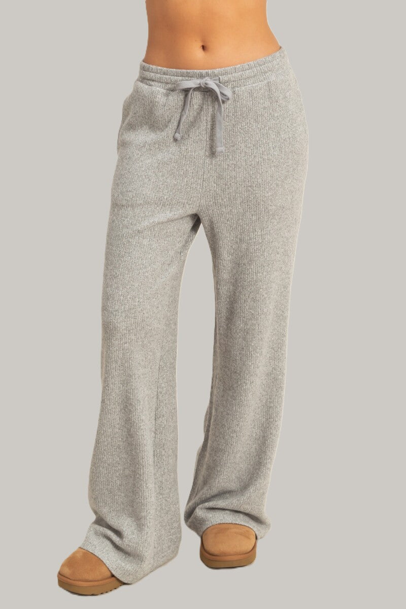 Waffle Knit Wide-Leg Pants-Feelings Star
