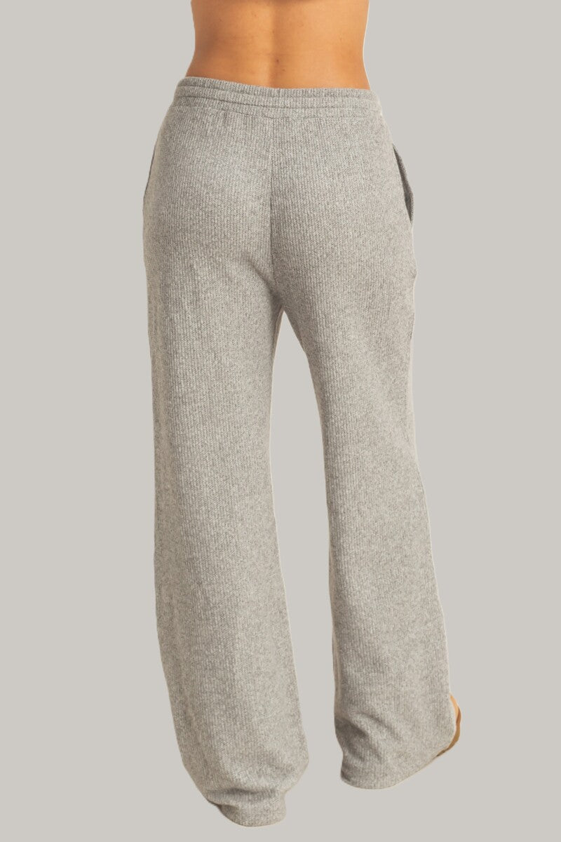Waffle Knit Wide-Leg Pants-Feelings Star