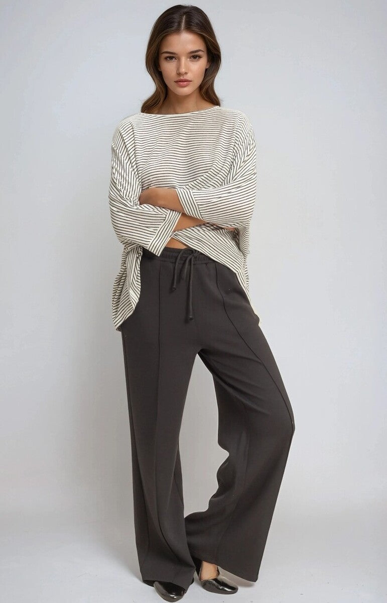 Straight-Leg Scuba Pintucked Sweatpants-Feelings Star