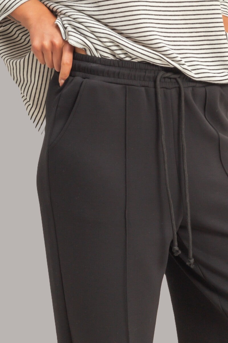 Straight-Leg Scuba Pintucked Sweatpants-Feelings Star
