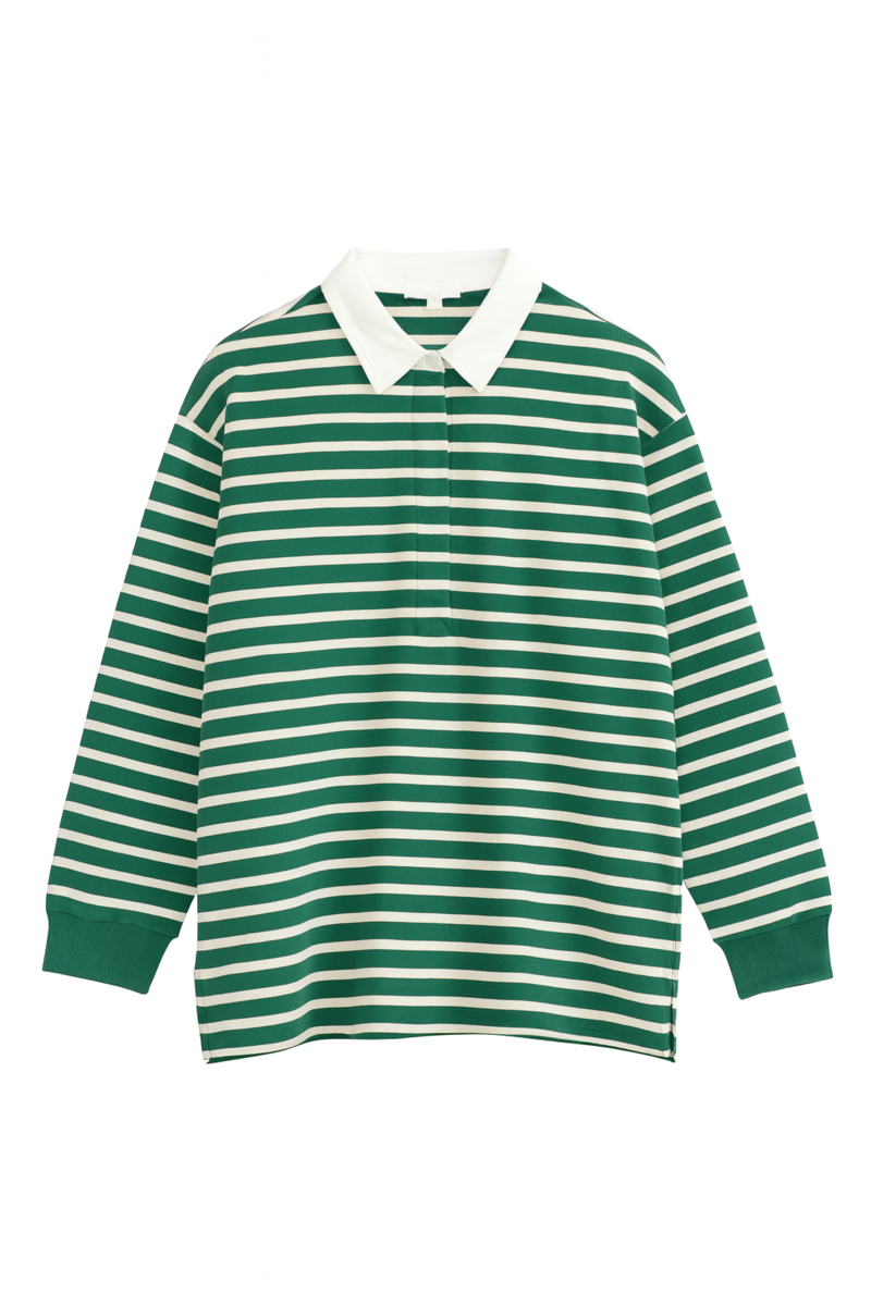 Striped Oversized Rugby Shirt-Feelings Star