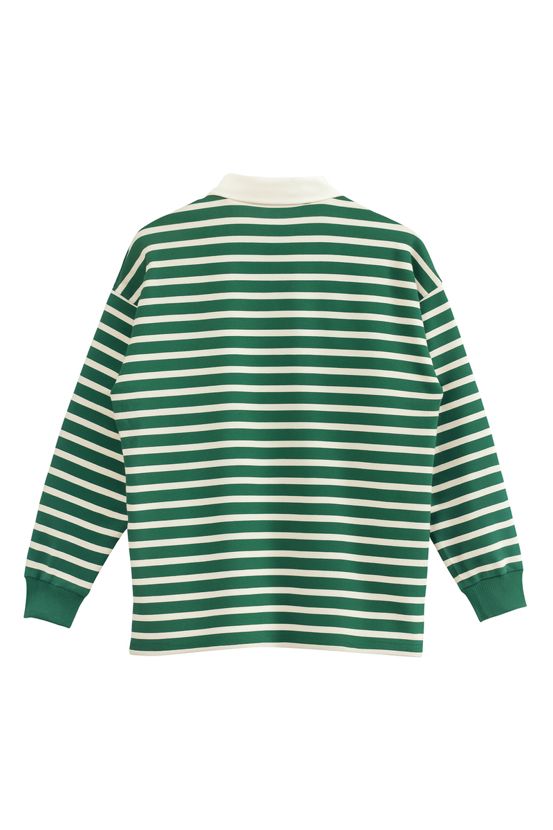Striped Oversized Rugby Shirt-Feelings Star