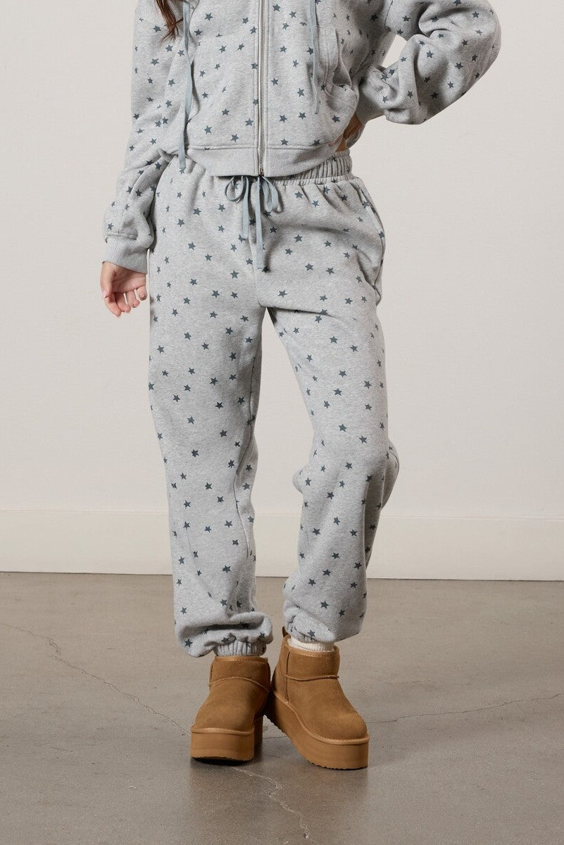 Star Print Jogger Sweatpants-Feelings Star