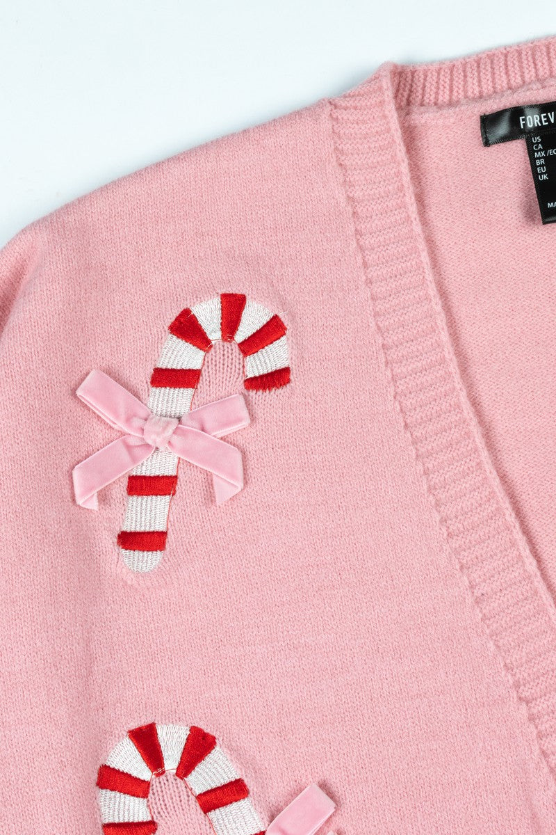 Candy Cane Cardigan Sweater-Feelings Star