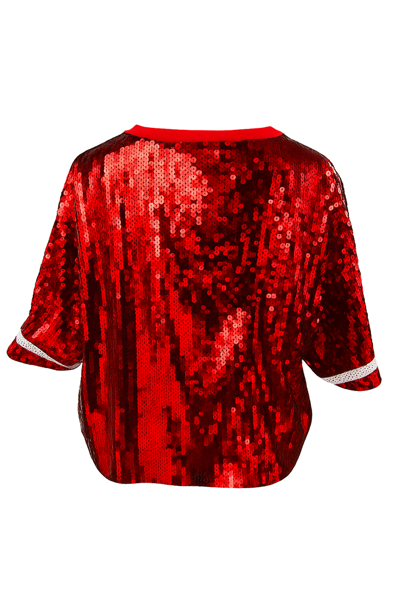 Candy Cane Holiday Sequin Top-Feelings Star