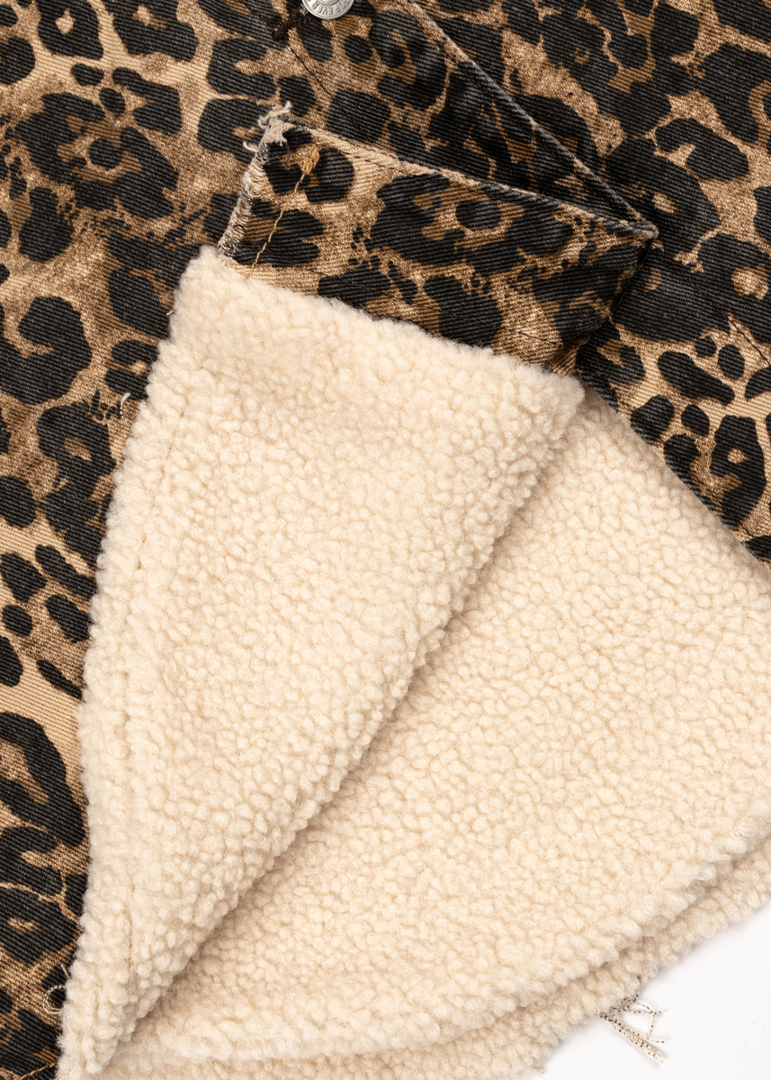 Leopard Print Faux Shearling Shacket-Feelings Star