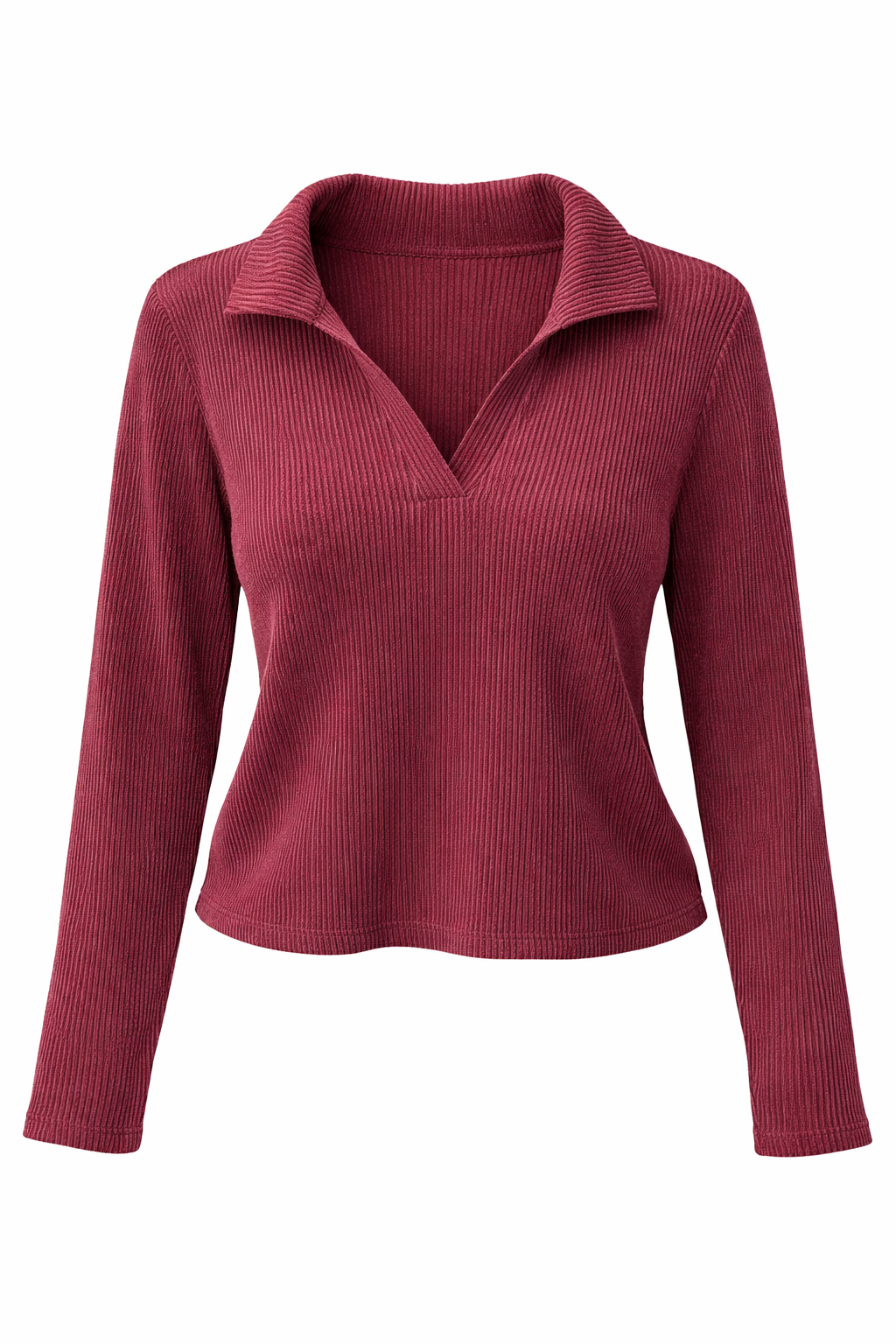 PLUS SIZE RIBBED LONG SLEEVE POLO AND SKORT SET-Feelings Star