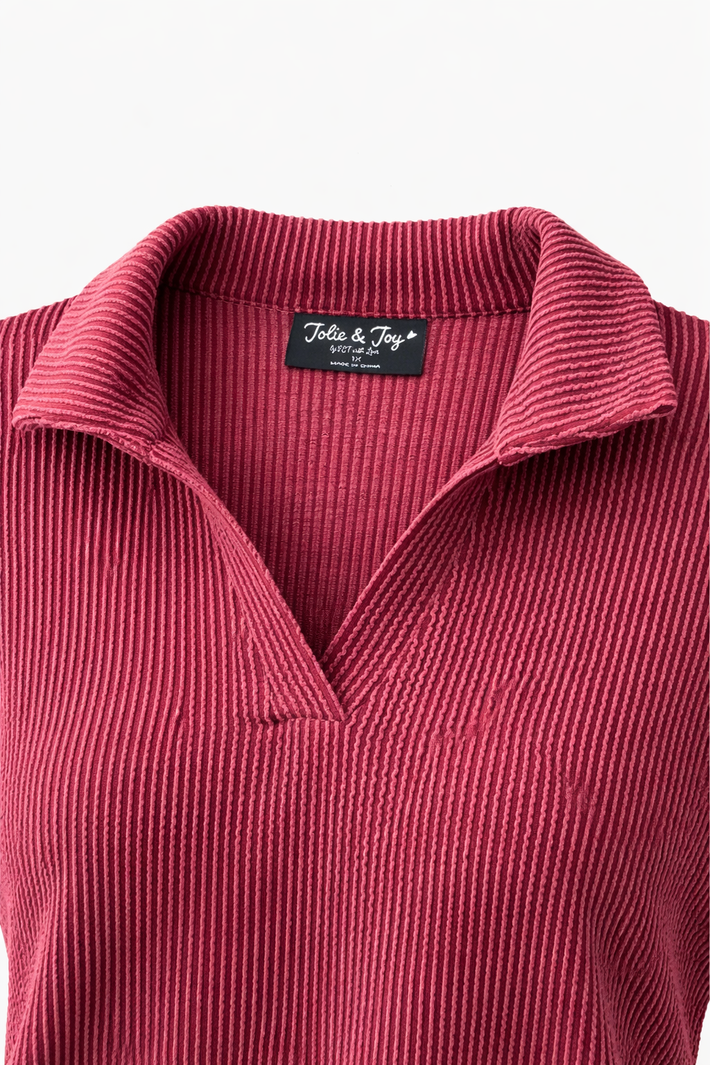 PLUS SIZE RIBBED LONG SLEEVE POLO AND SKORT SET-Feelings Star