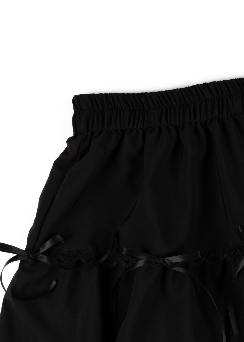 Tiered Ruffle Lace-Trim Mini Skirt-Feelings Star