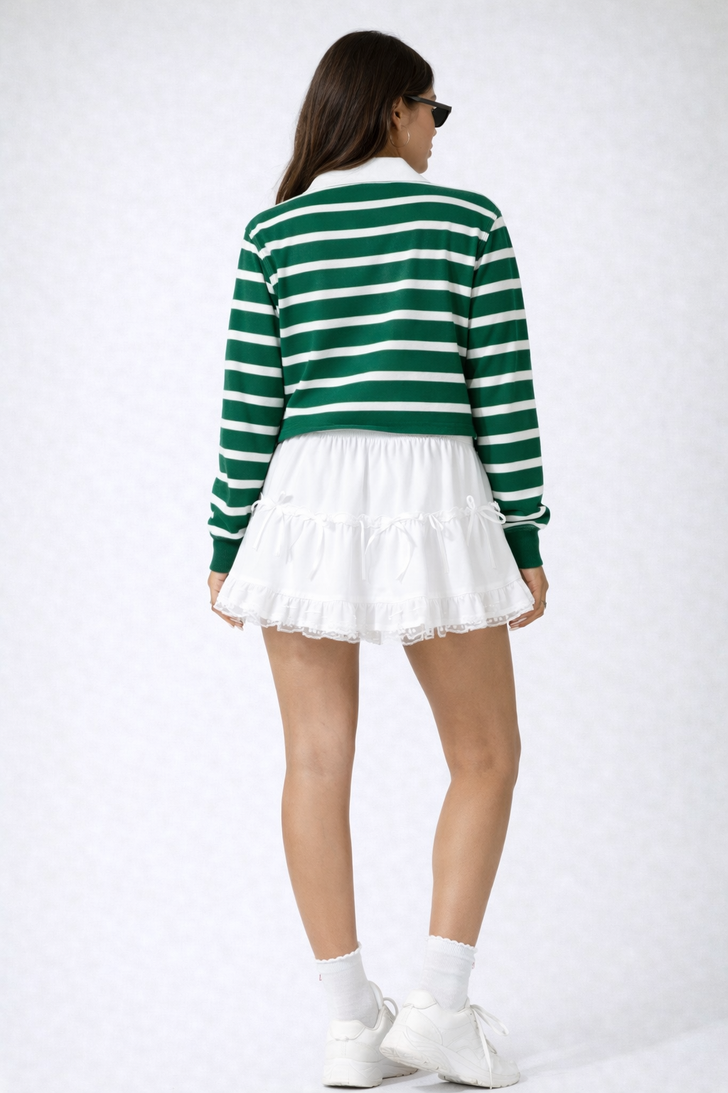 Tiered Ruffle Lace-Trim Mini Skirt-Feelings Star