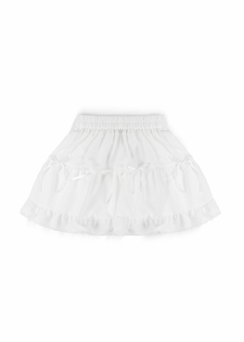 Tiered Ruffle Lace-Trim Mini Skirt-Feelings Star
