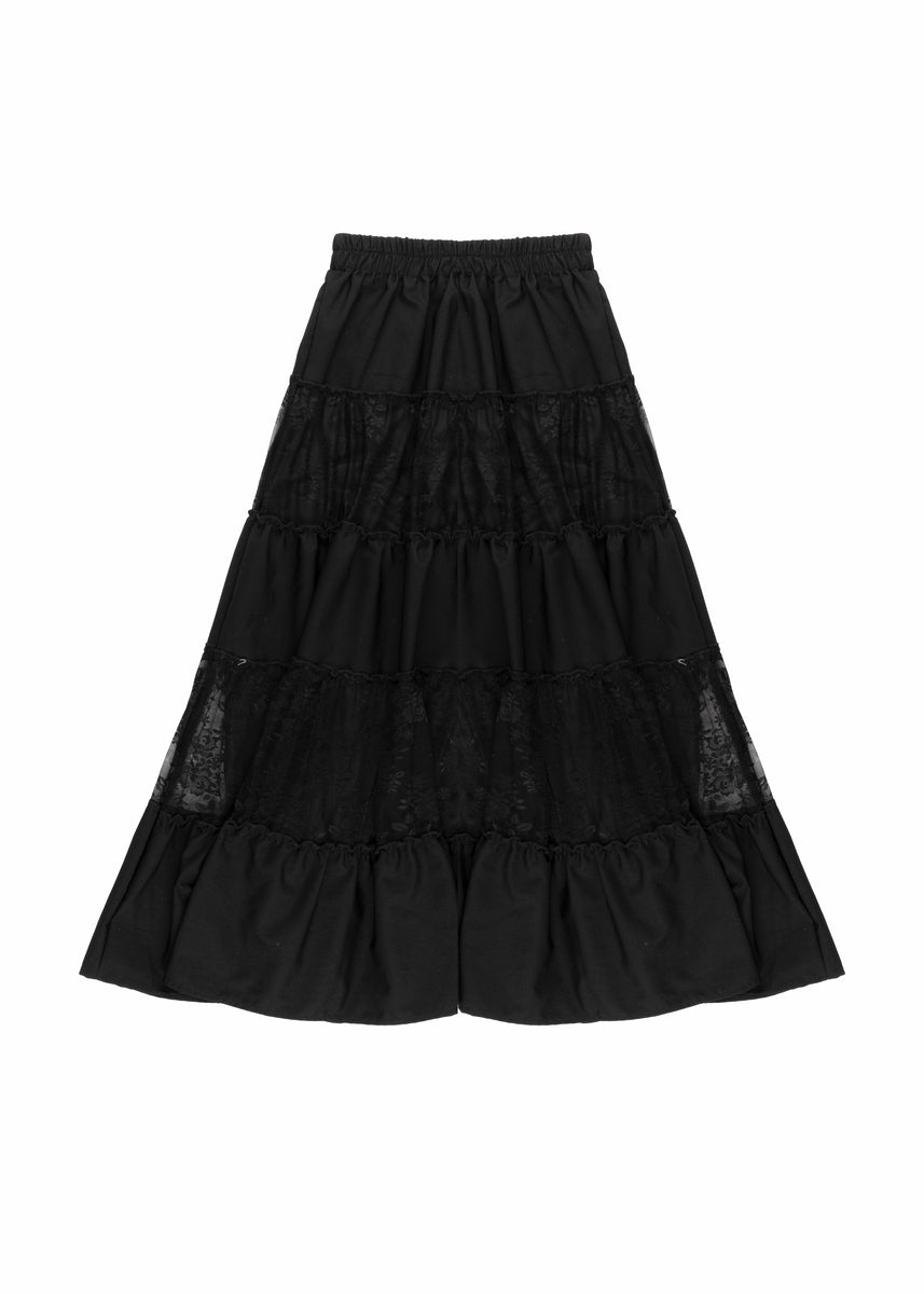 Tiered Lace Maxi Skirt-Feelings Star