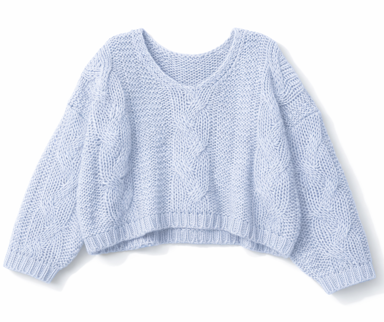 V-Neck Cable Knit Sweater-Feelings Star