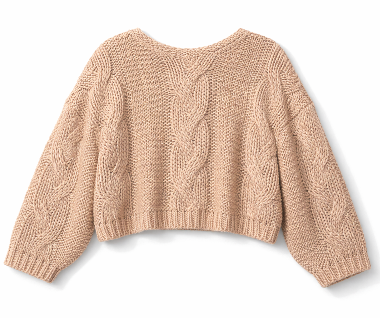 V-Neck Cable Knit Sweater-Feelings Star
