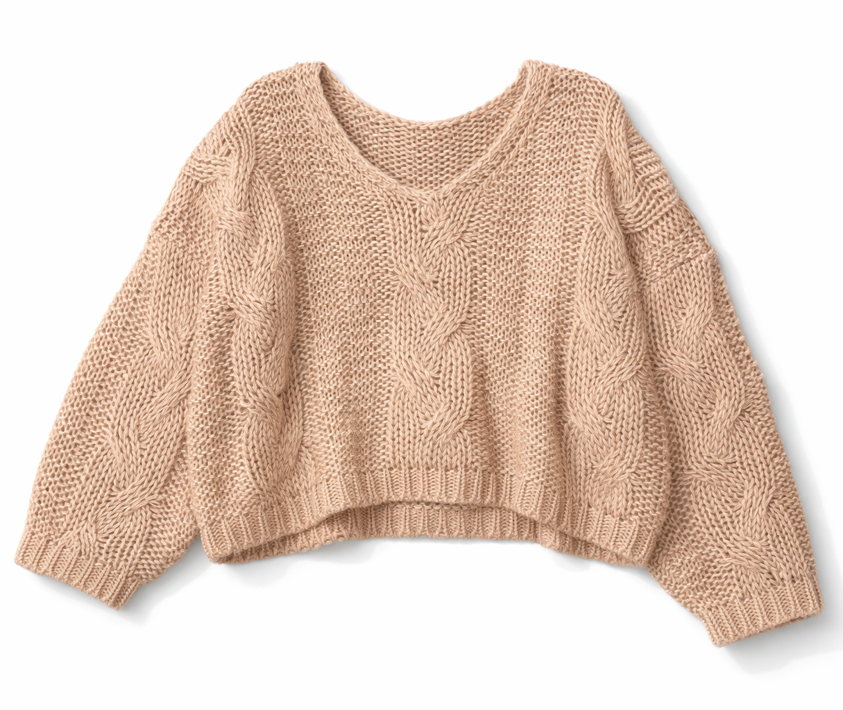 V-Neck Cable Knit Sweater-Feelings Star